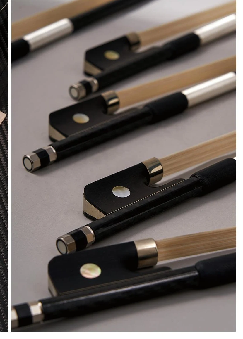 Carbon fiber bow frog and winding detail