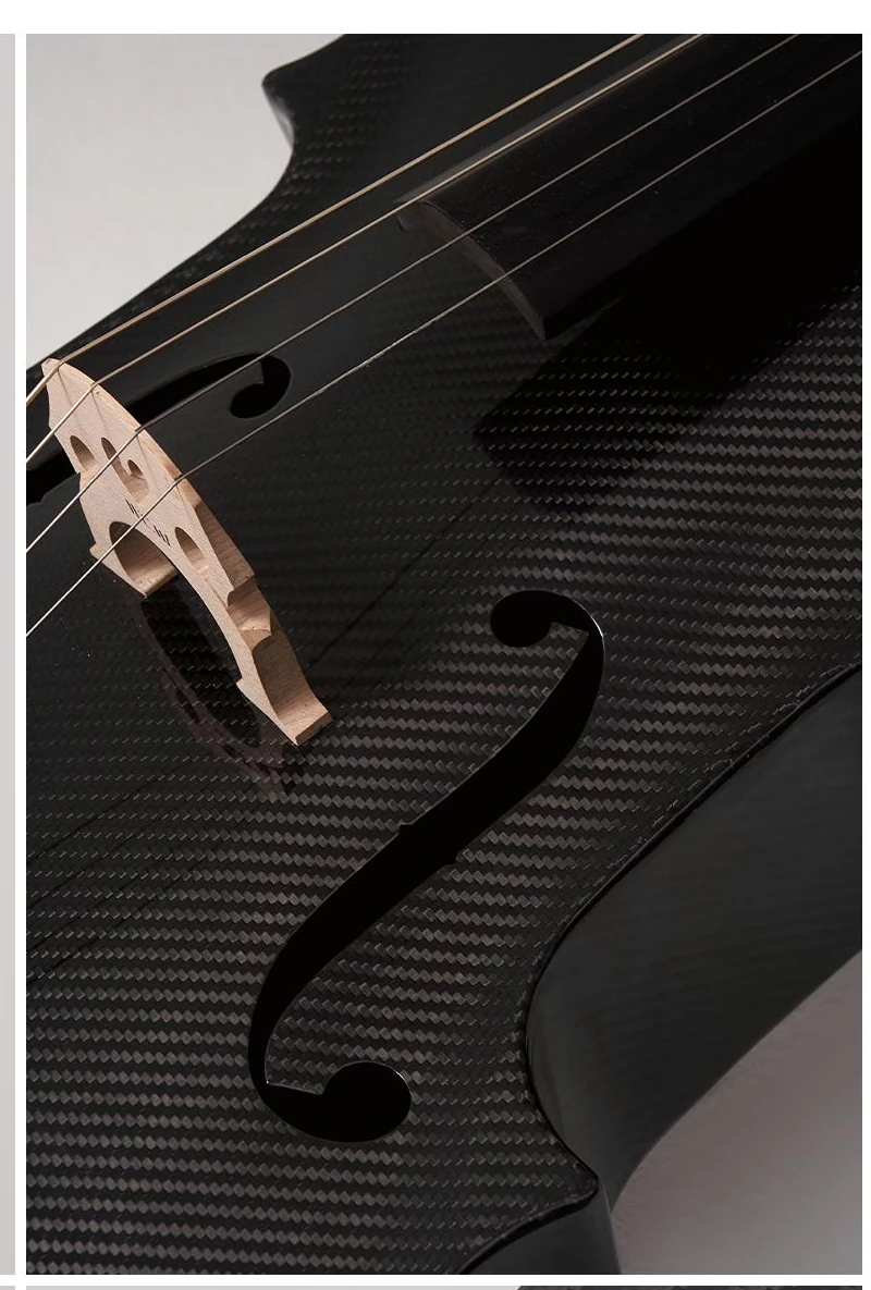 Carbon fiber cello bridge and body detail